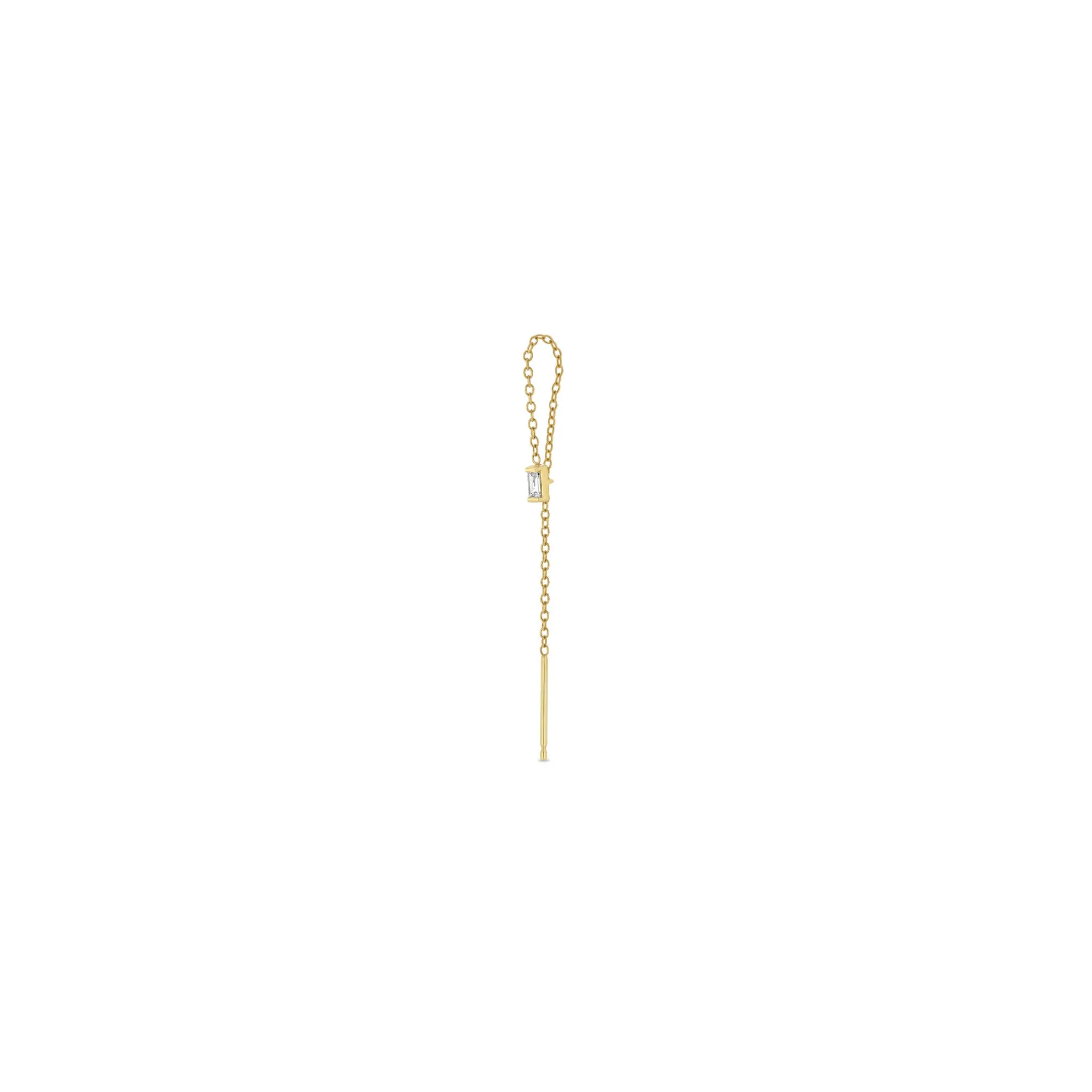 14k Baguette Diamond Loop Threader Earrings
