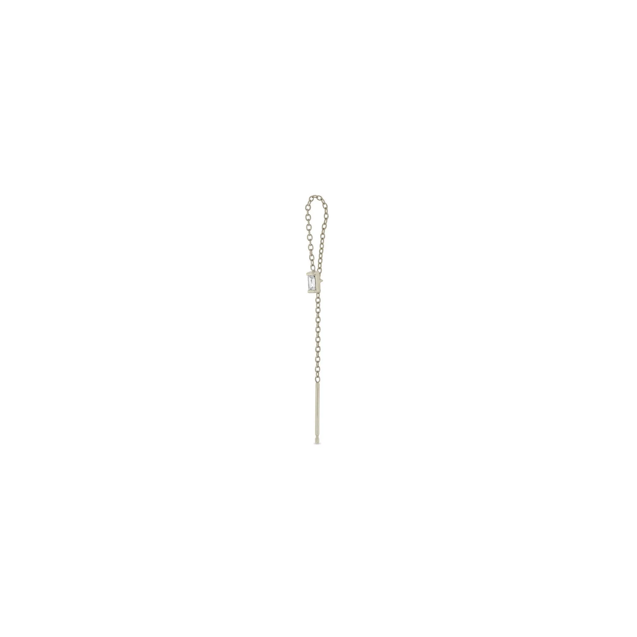14k Baguette Diamond Loop Threader Earrings