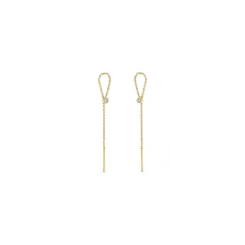 14k Diamond Bezel Loop Threader Earrings