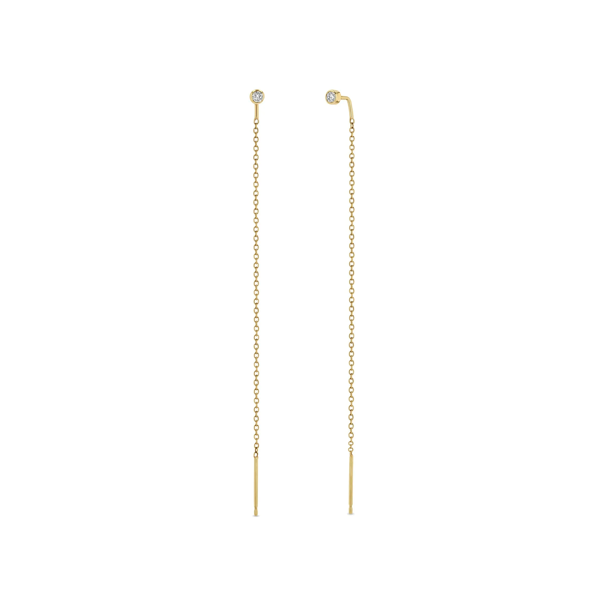 14k Diamond Bezel Threader Earrings