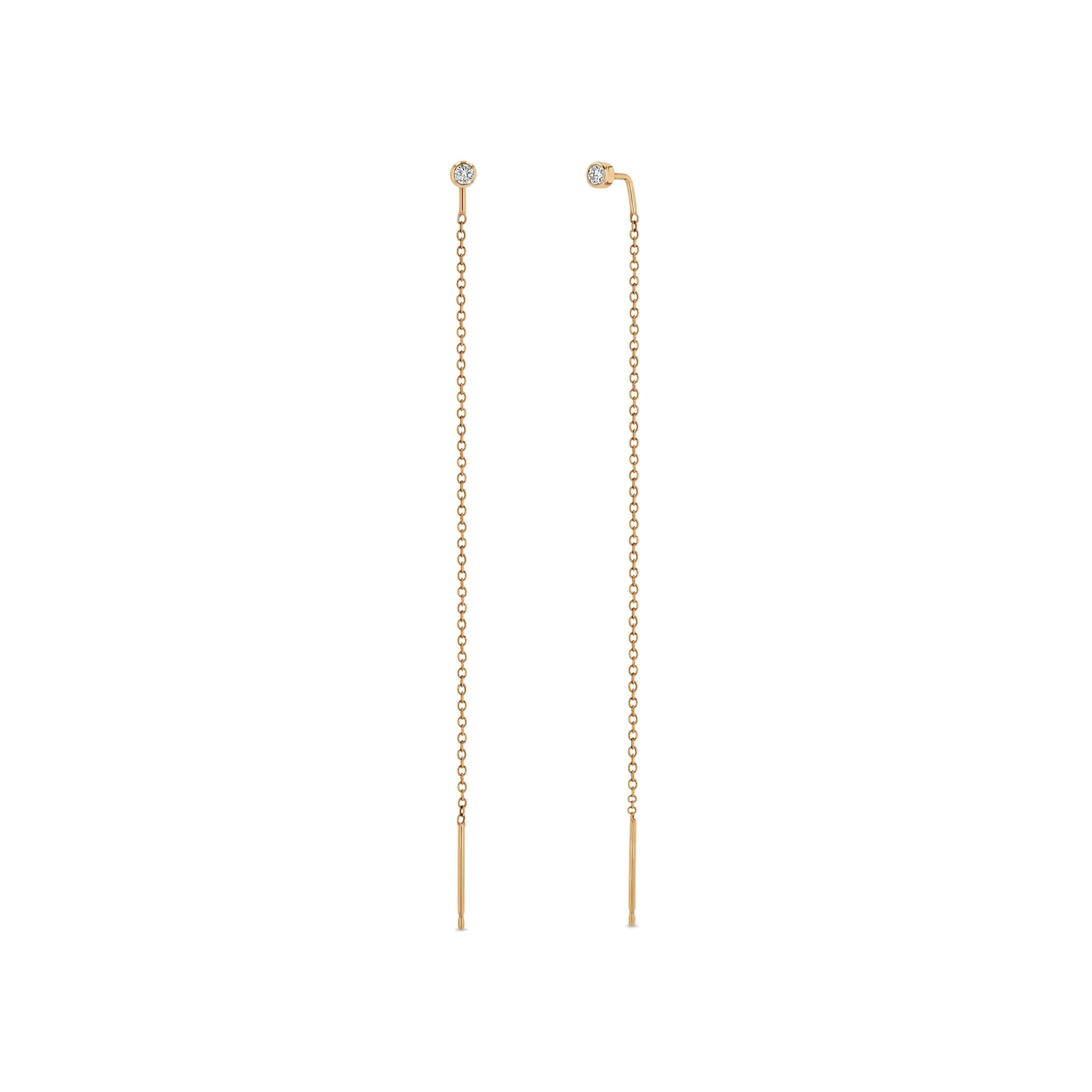14k Diamond Bezel Threader Earrings