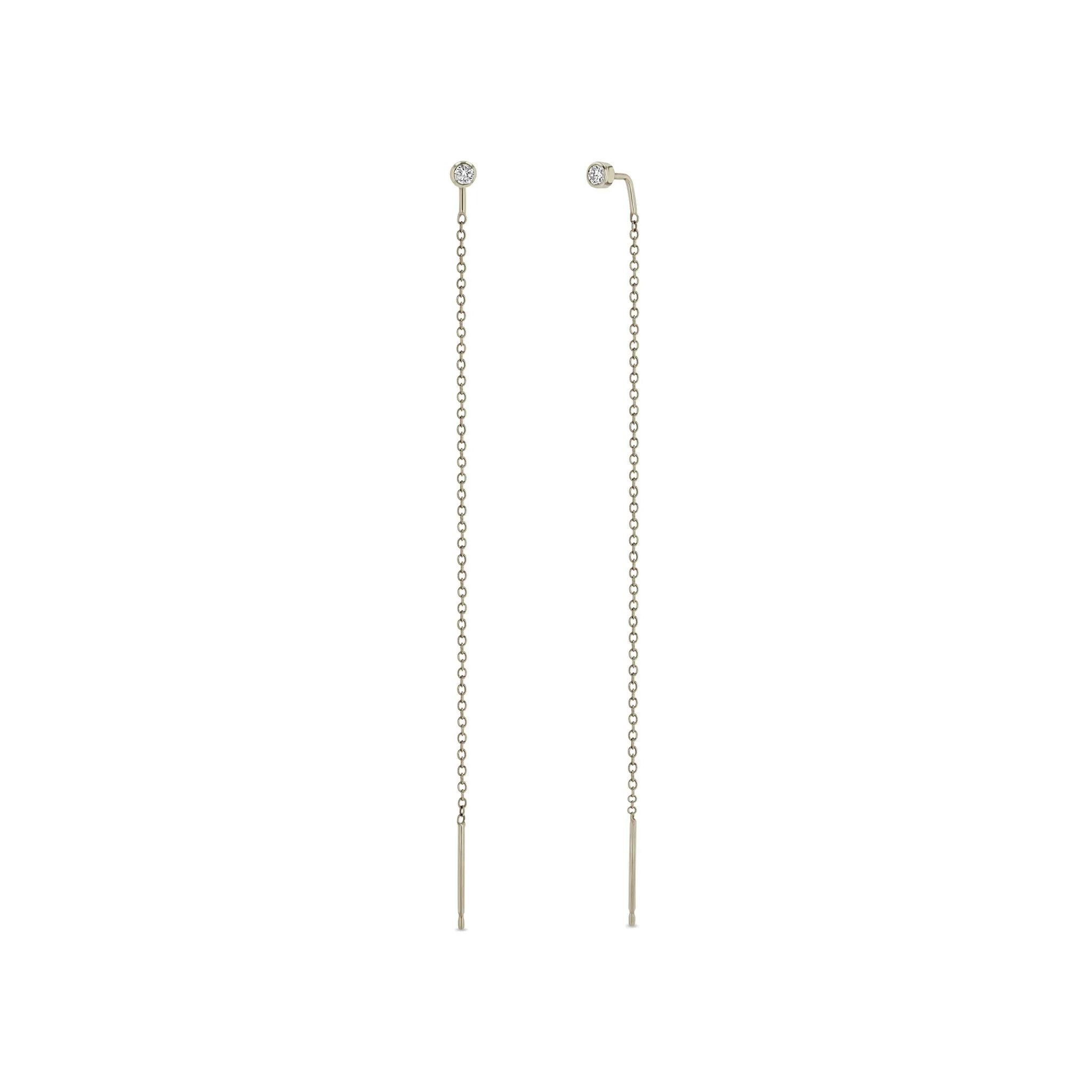 14k Diamond Bezel Threader Earrings