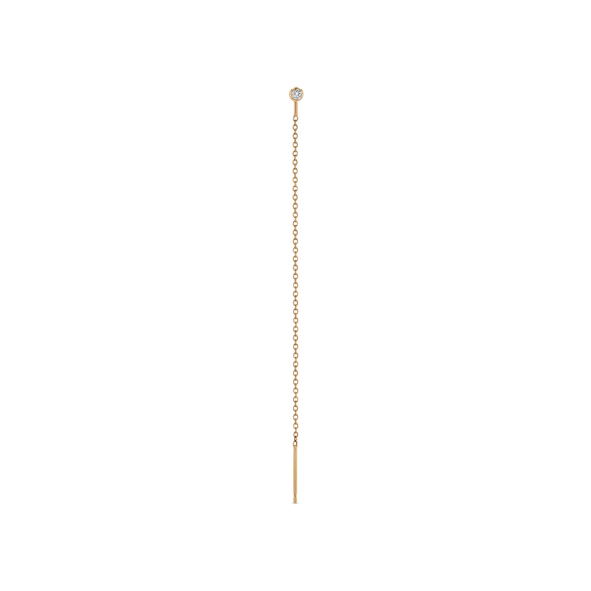 14k Diamond Bezel Threader Earrings