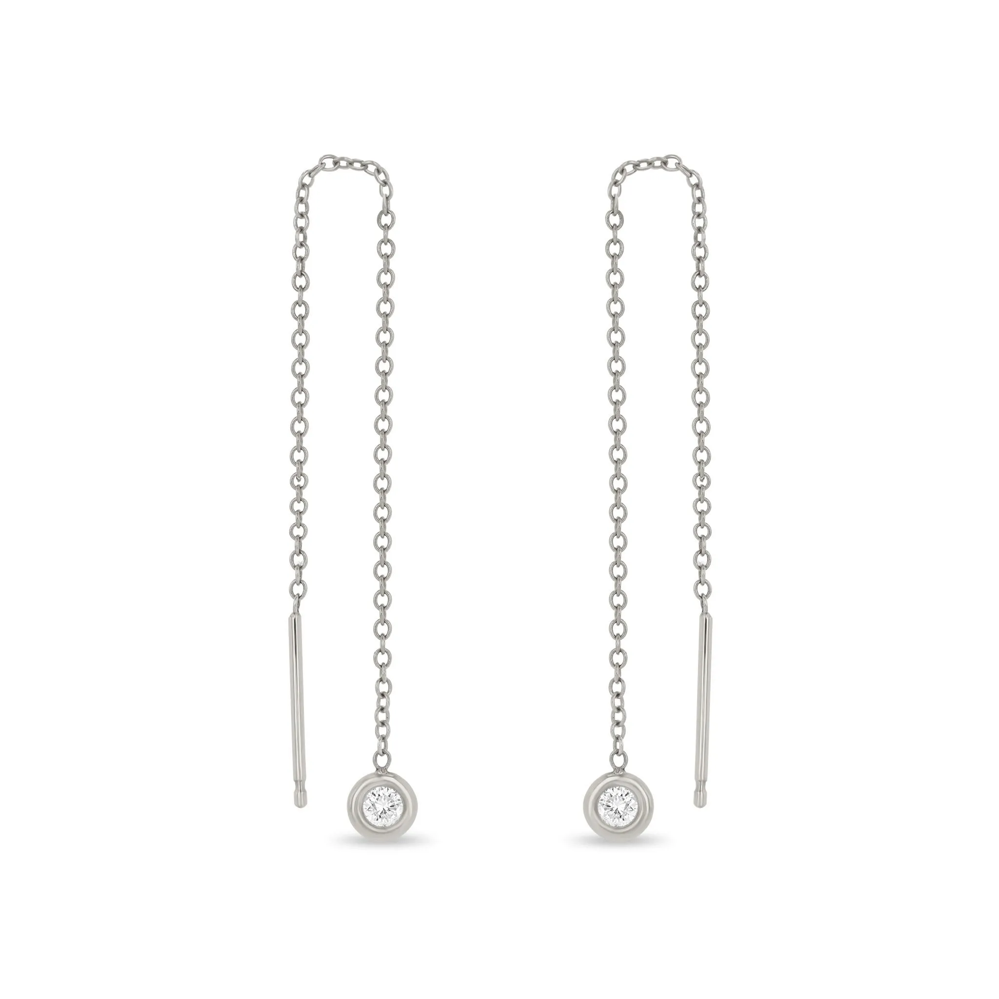 14k Floating Diamond Threader Earrings