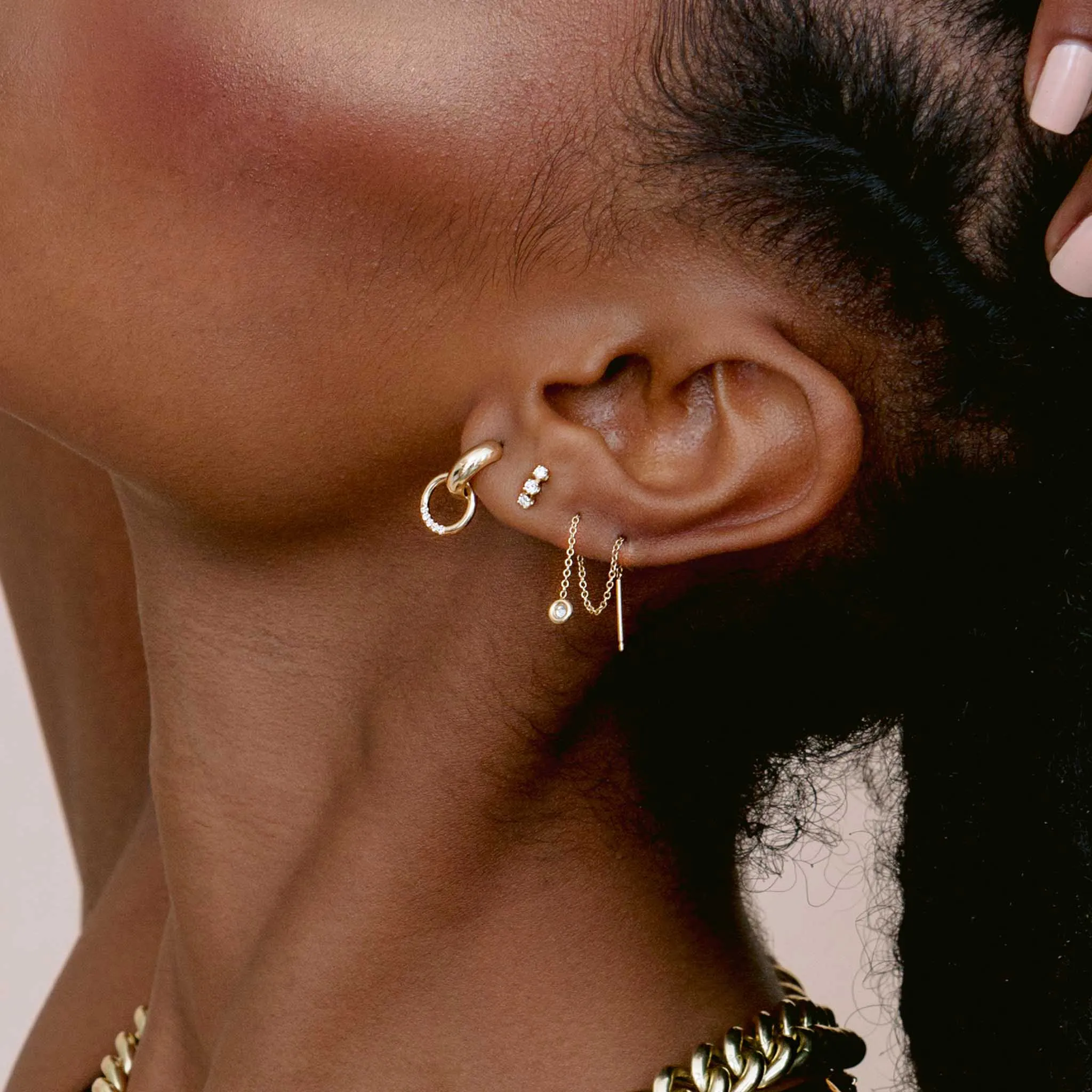 14k Floating Diamond Threader Earrings