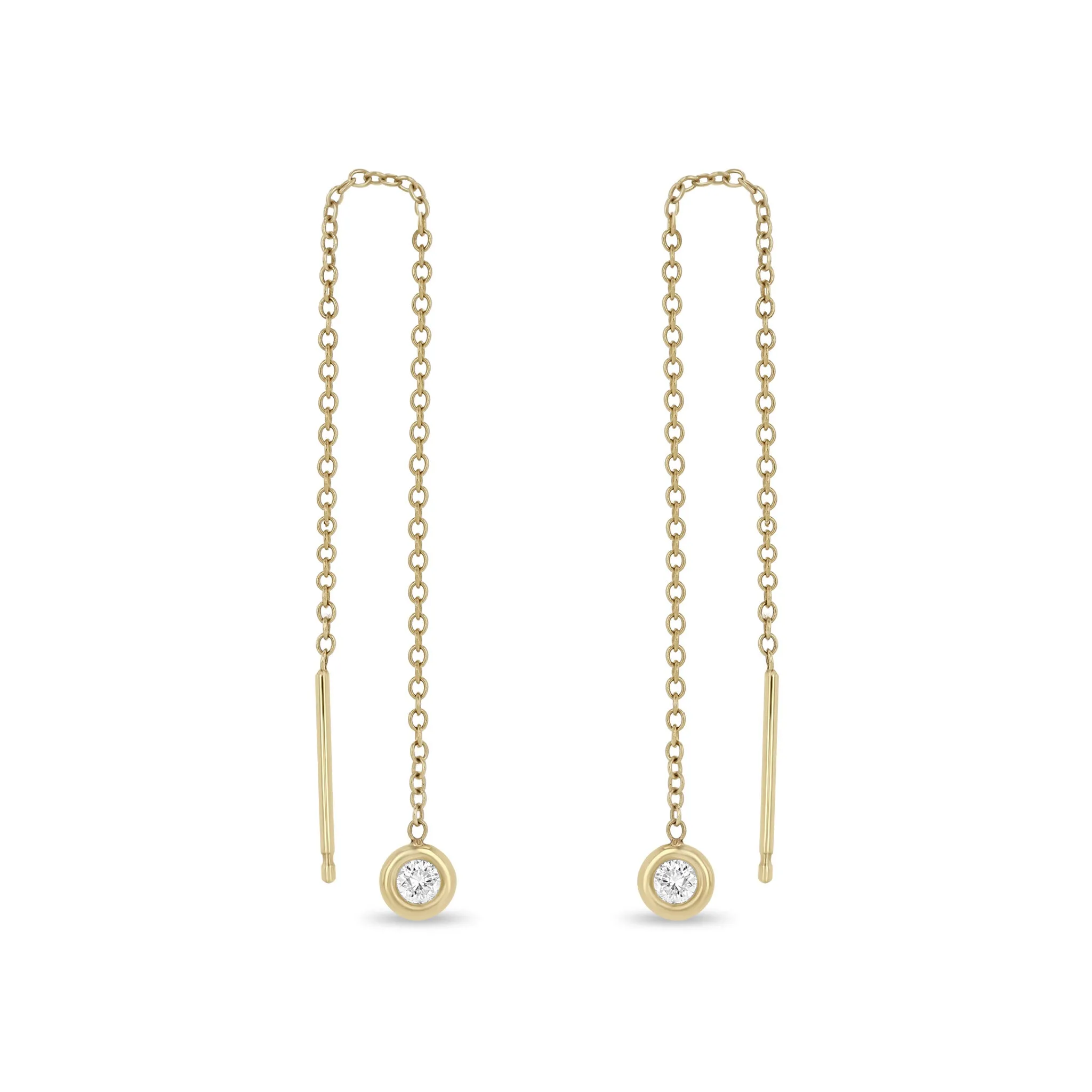 14k Floating Diamond Threader Earrings
