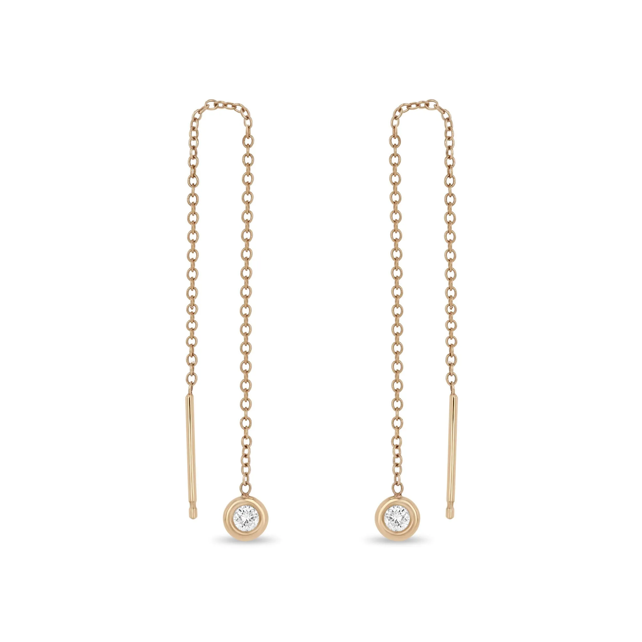 14k Floating Diamond Threader Earrings