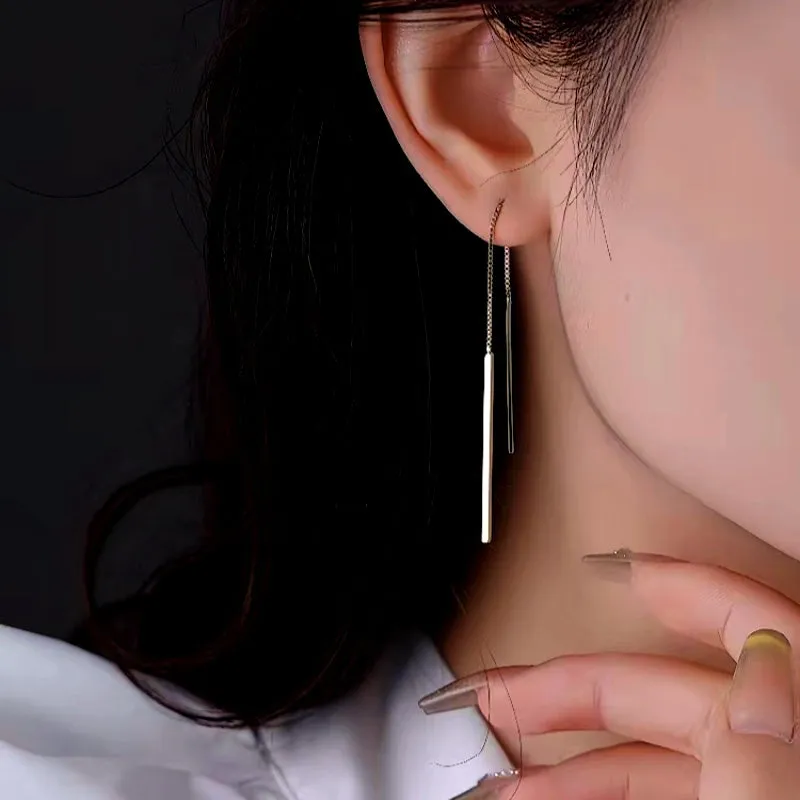 18K Gold Plated Chain Tassel Long Earrings
