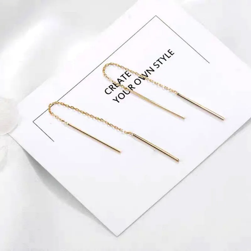 18K Gold Plated Chain Tassel Long Earrings