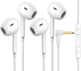 [2 Pack] for Apple Wired Earbuds, 3.5mm Heaephones with Microphone 90 Degree Design Clear Call HiFi Stereo Volume Control Earphones for PC Laptop Radio Kindle