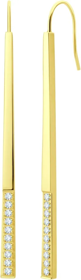 ?555Jewelry Stainless Steel Cubic Zirconia Drop Bar Earrings for Women & Ladies