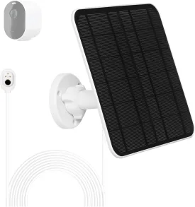 6W Solar Panel Charger Compatible with Arlo Pro 3/Pro 4/Pro 5S/Ultra/Ultra 2/Go 2 IP65 Weatherproof with 9.8ft/3m Charging Cable and 360 Adjustable Wall Mount
