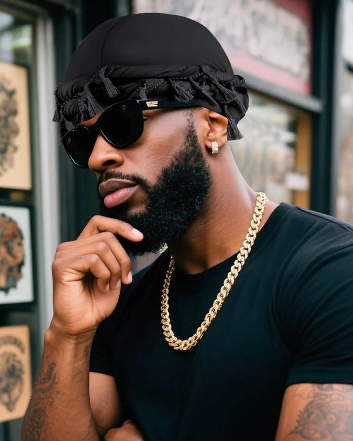 Ababalaya Adjustable Satin Lined Halo Turban for Men Women Twisted Tassel Head Wraps Sleep Cap Beanies Turban Durag