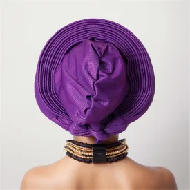 African Headtie Turban Hat Nigeria Auto Gele Headwrap for Women Muslim Wedding Party Hair Cover