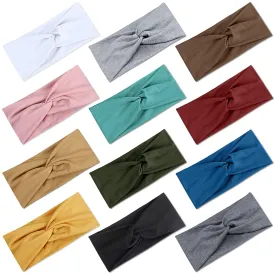 AKTVSHOW Headbands for Women - Soft Elastic Wide Hair Bands, Twisted Non-Slip Turban Headwraps for Teen Girls, Fashion Accessories 12PCS