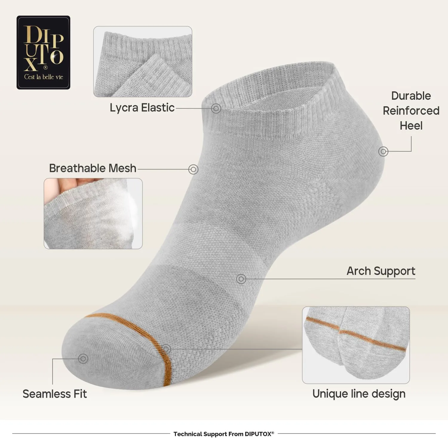 Ankle Cotton Socks for Men & Women,Aromatic Scent,No Show Arch Compression,Ideal for Running/Hiking/Gifts