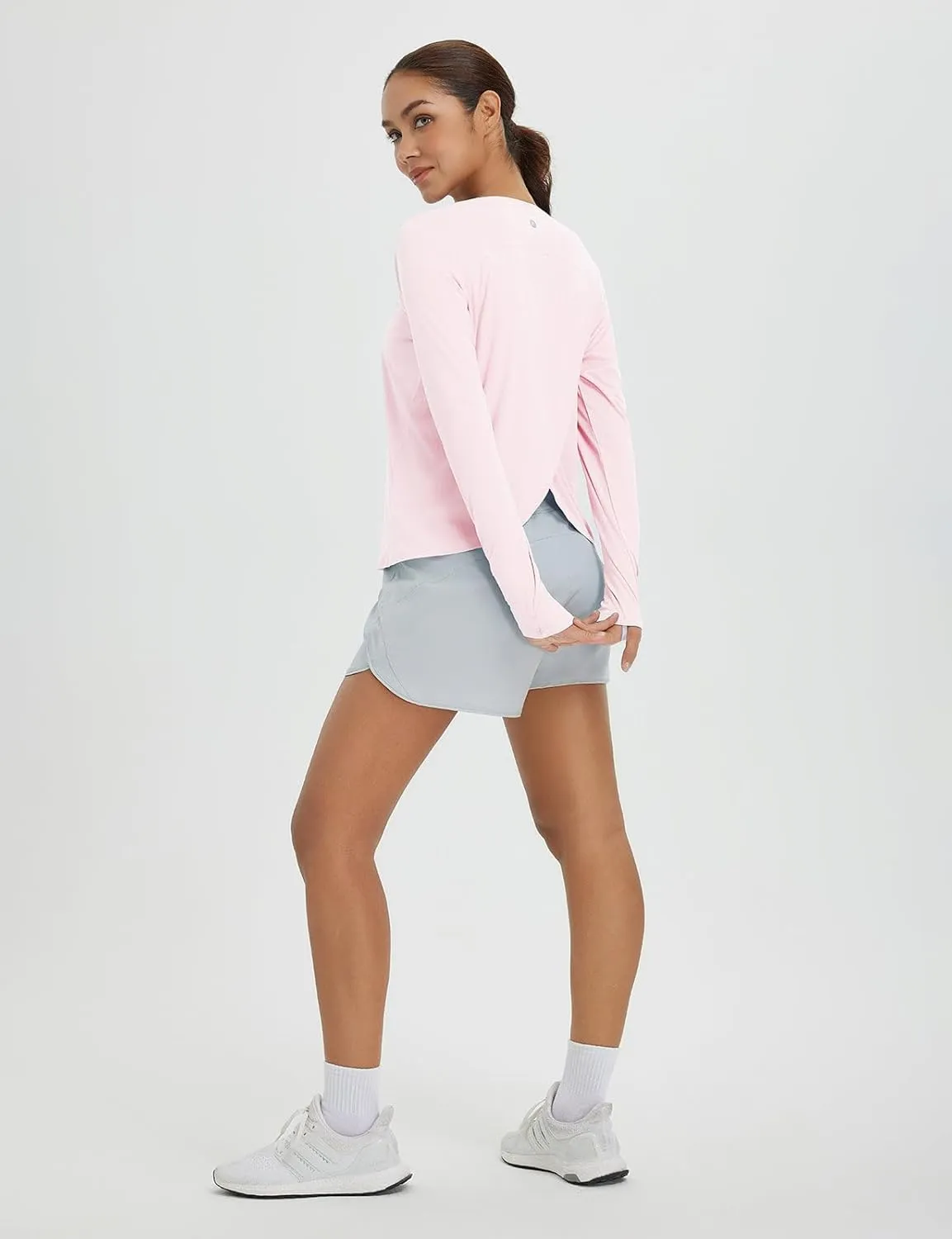 baleaf Women's Long Sleeve Workout Tops Athletic Shirts Split Back Running Gym Quick Dry Sun Protection UPF 50 
