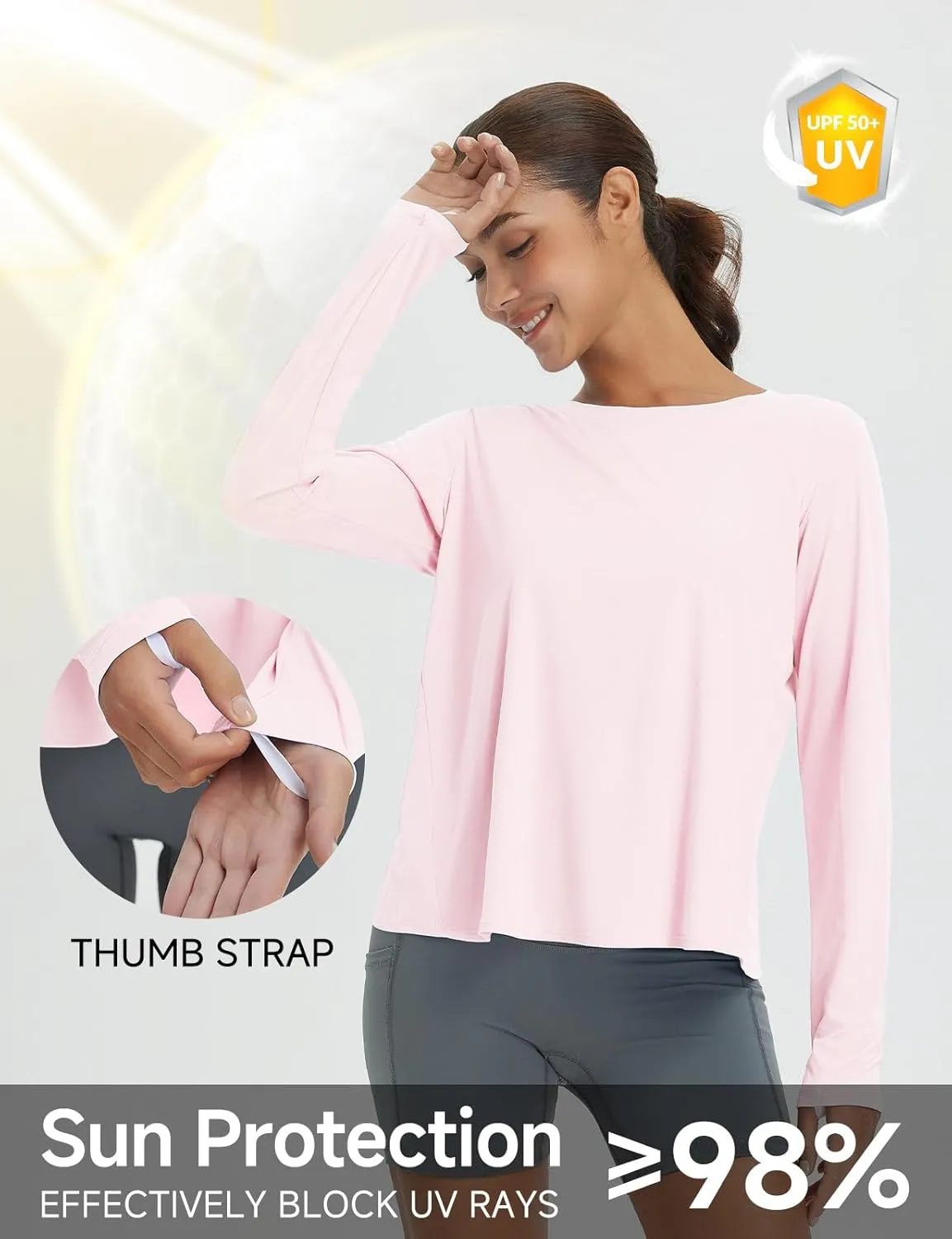baleaf Women's Long Sleeve Workout Tops Athletic Shirts Split Back Running Gym Quick Dry Sun Protection UPF 50 