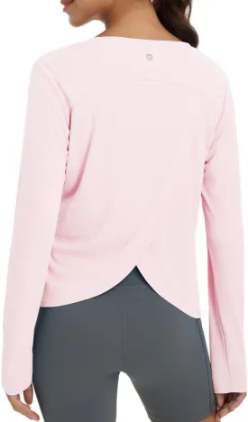 baleaf Women's Long Sleeve Workout Tops Athletic Shirts Split Back Running Gym Quick Dry Sun Protection UPF 50 
