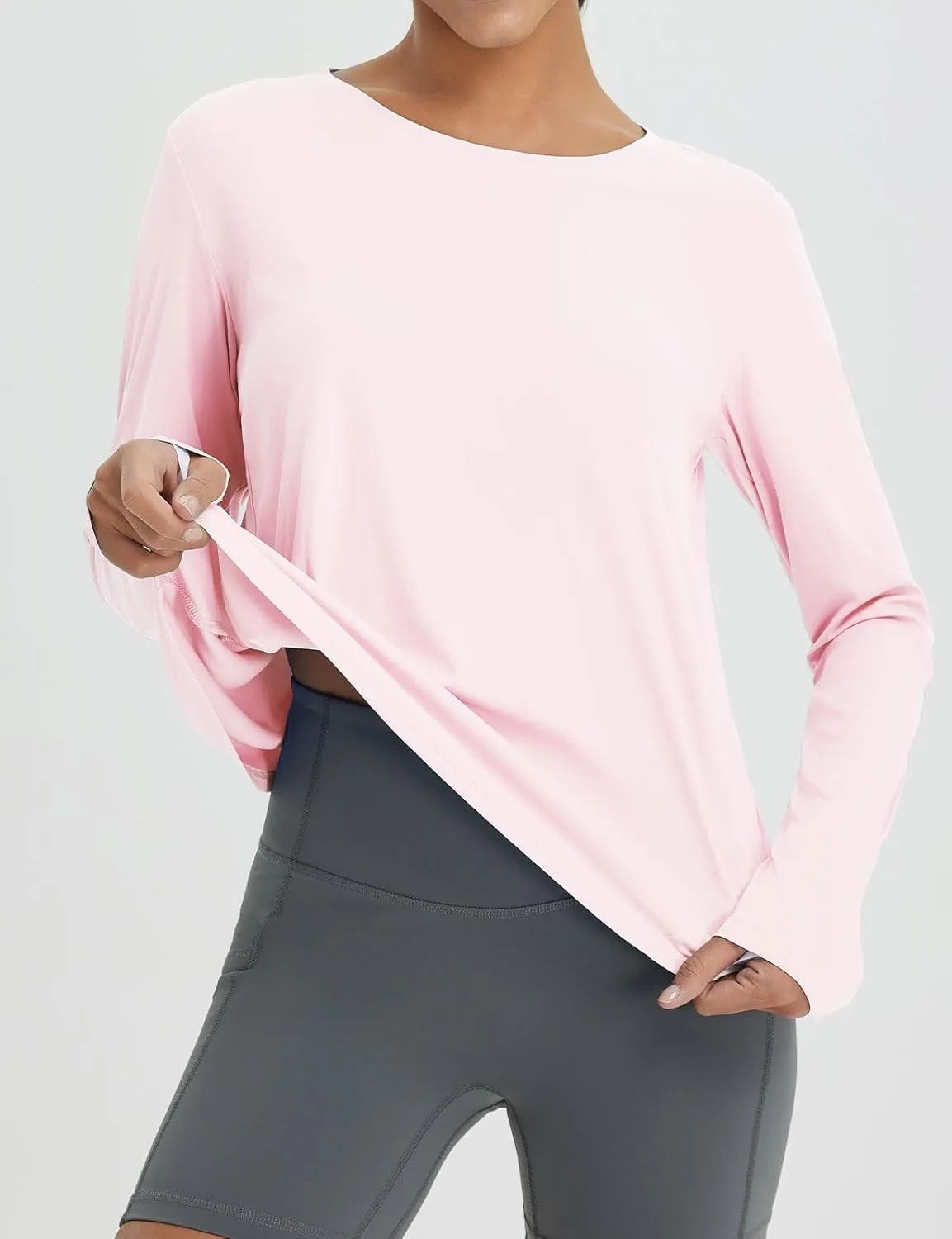 baleaf Women's Long Sleeve Workout Tops Athletic Shirts Split Back Running Gym Quick Dry Sun Protection UPF 50 
