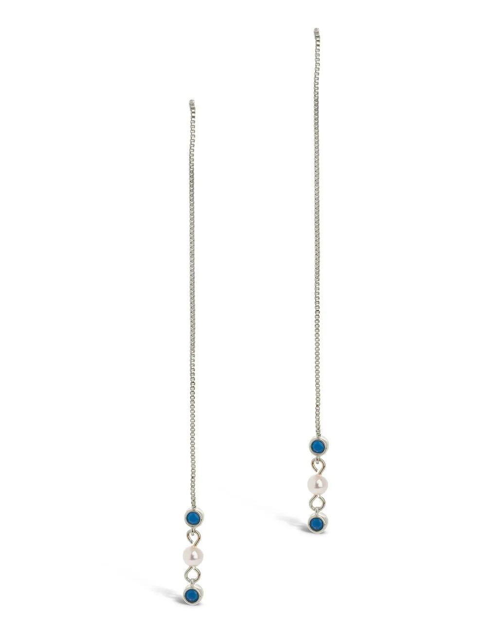 Bali Turquoise & Pearl Charm Long Threader Earrings