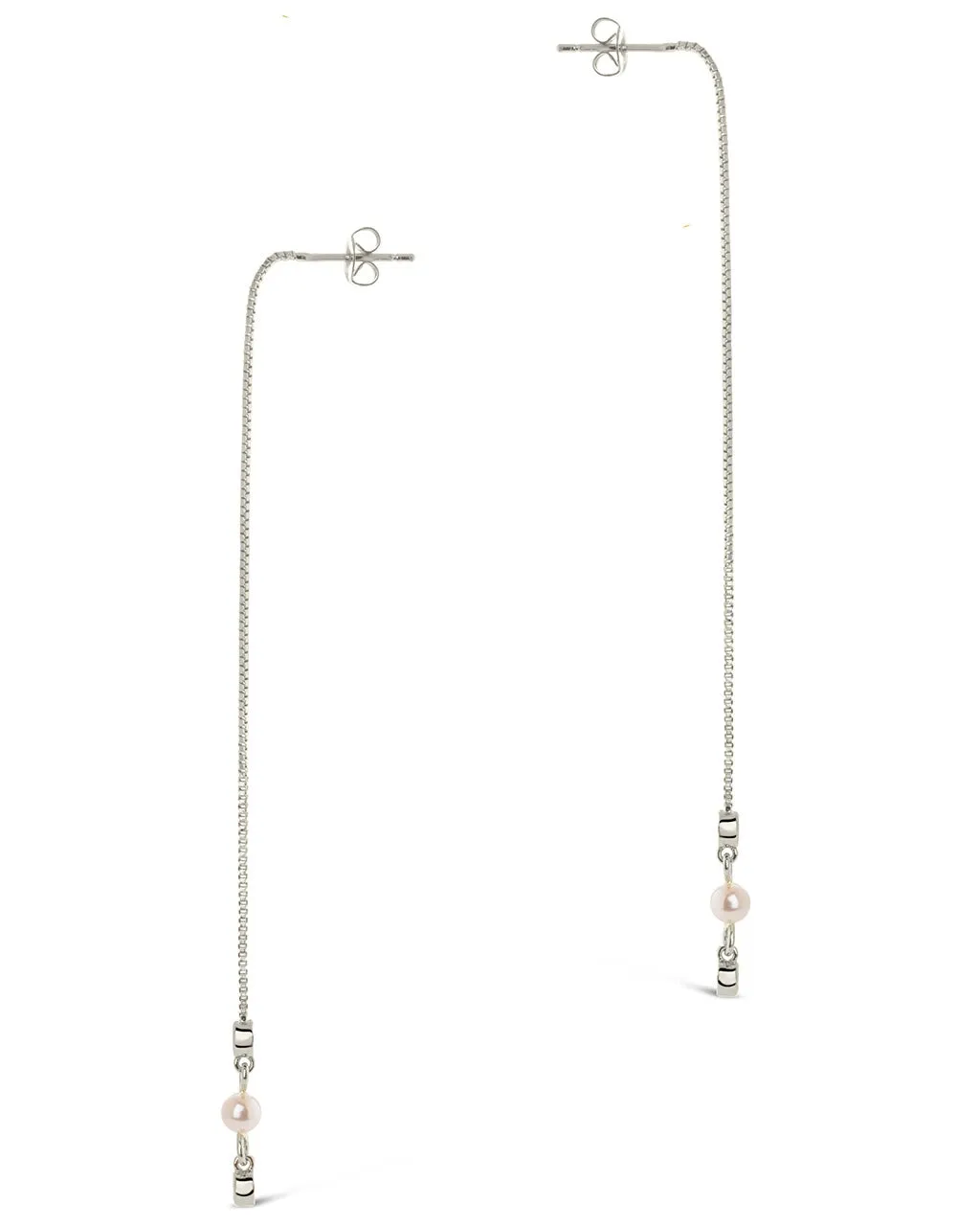 Bali Turquoise & Pearl Charm Long Threader Earrings