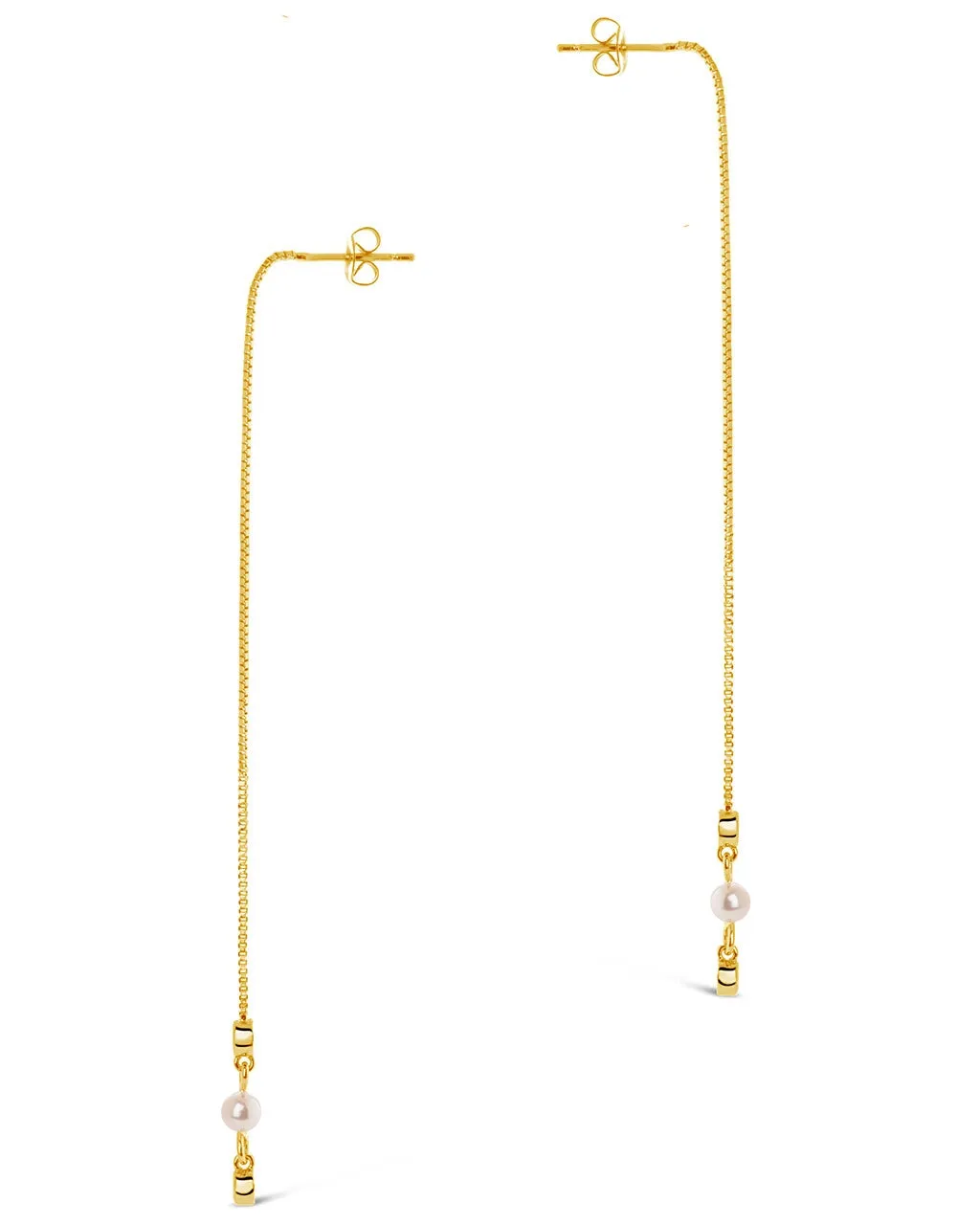 Bali Turquoise & Pearl Charm Long Threader Earrings