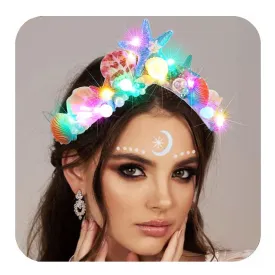 BARTOSI Light Up Mermaid Crown Starfish Tiara Shell Costume Hair Accessories for Women