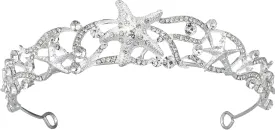 Beaupretty Mermaid Crown Sea Star Headband Rhinestone Tiara Wedding Headpiece Bridal Hair Accessories