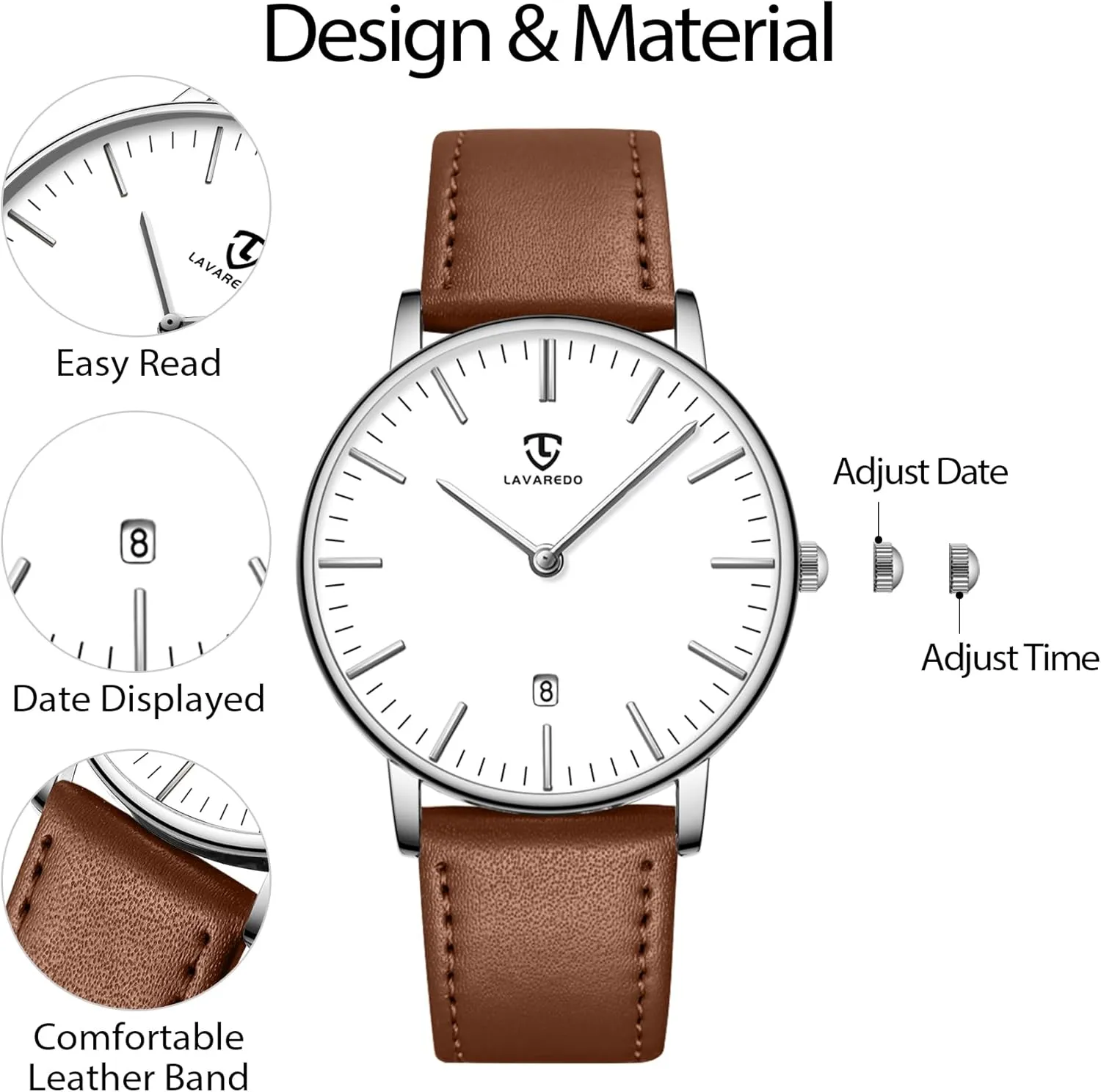 BEN NEVIS Watch, Mens Watch, Minimalist Fashion Simple Wrist Watch Analog Date with Leather Strap