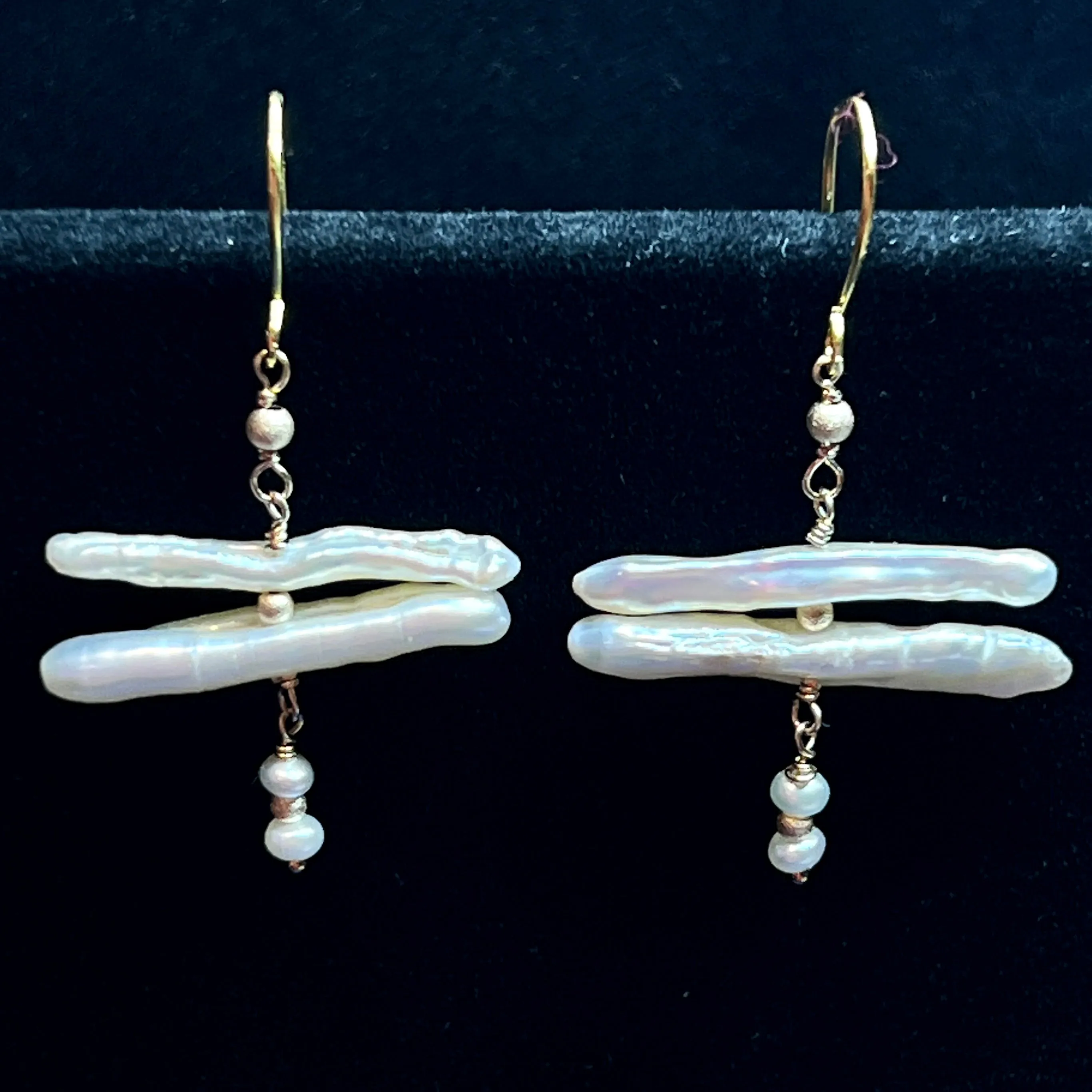 Biwa Pearl Dragonfly Earrings