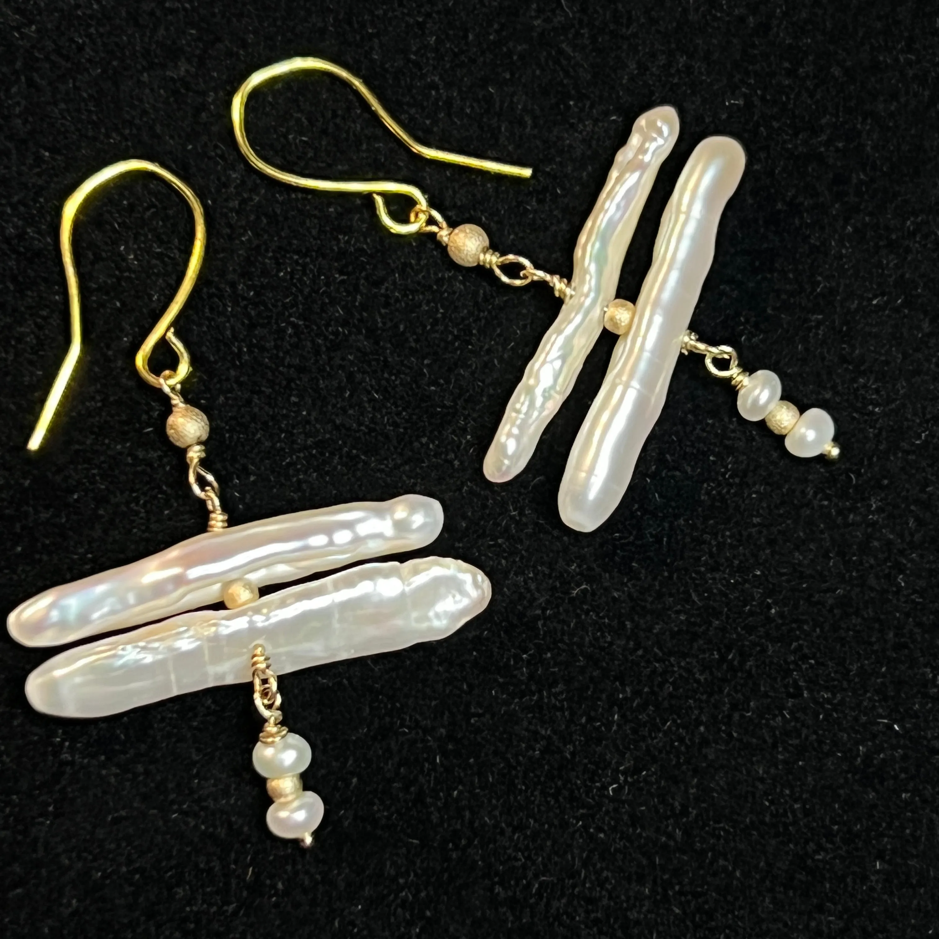 Biwa Pearl Dragonfly Earrings