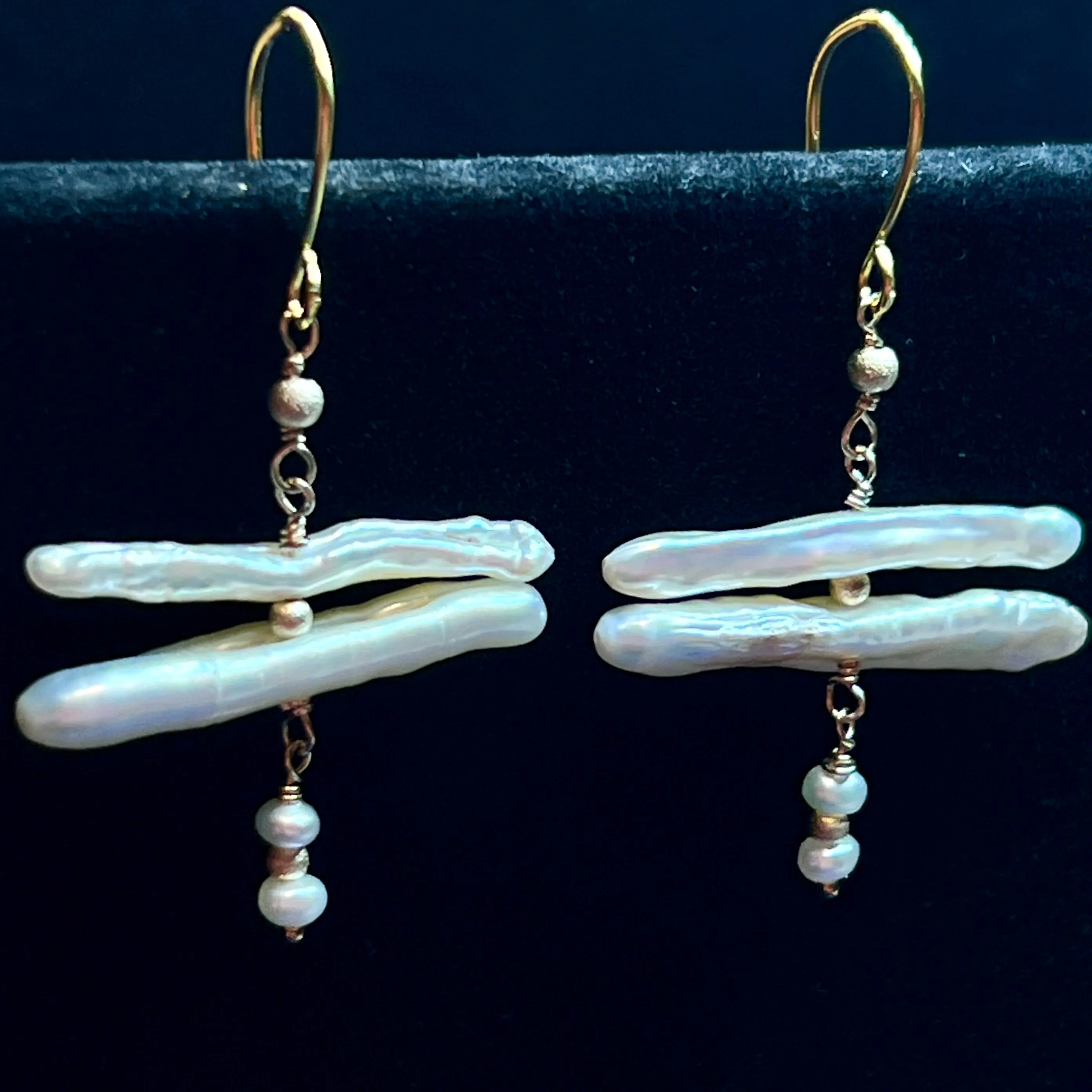 Biwa Pearl Dragonfly Earrings