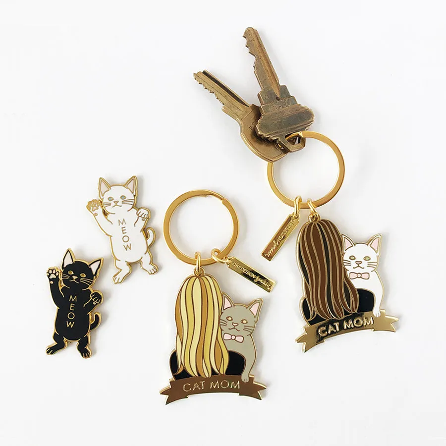 Black Cat Meow Enamel Pin