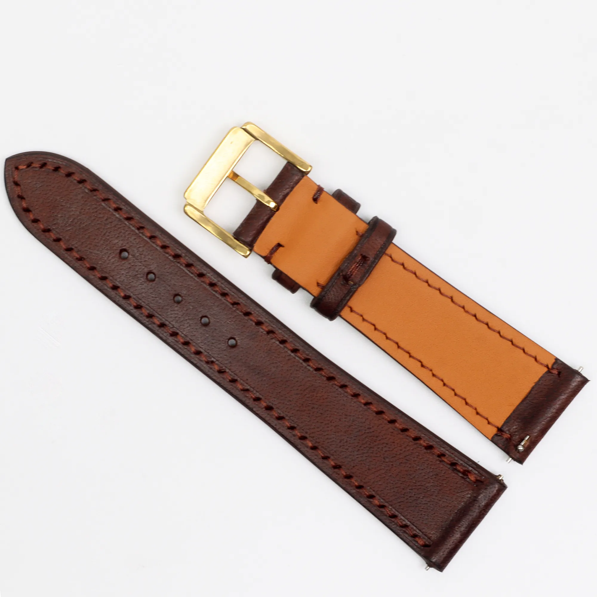 Brown Genuine Cowhide Watch straps, Leather Watch Bands Quick Release Pins, Handmade Leather Watch Strap