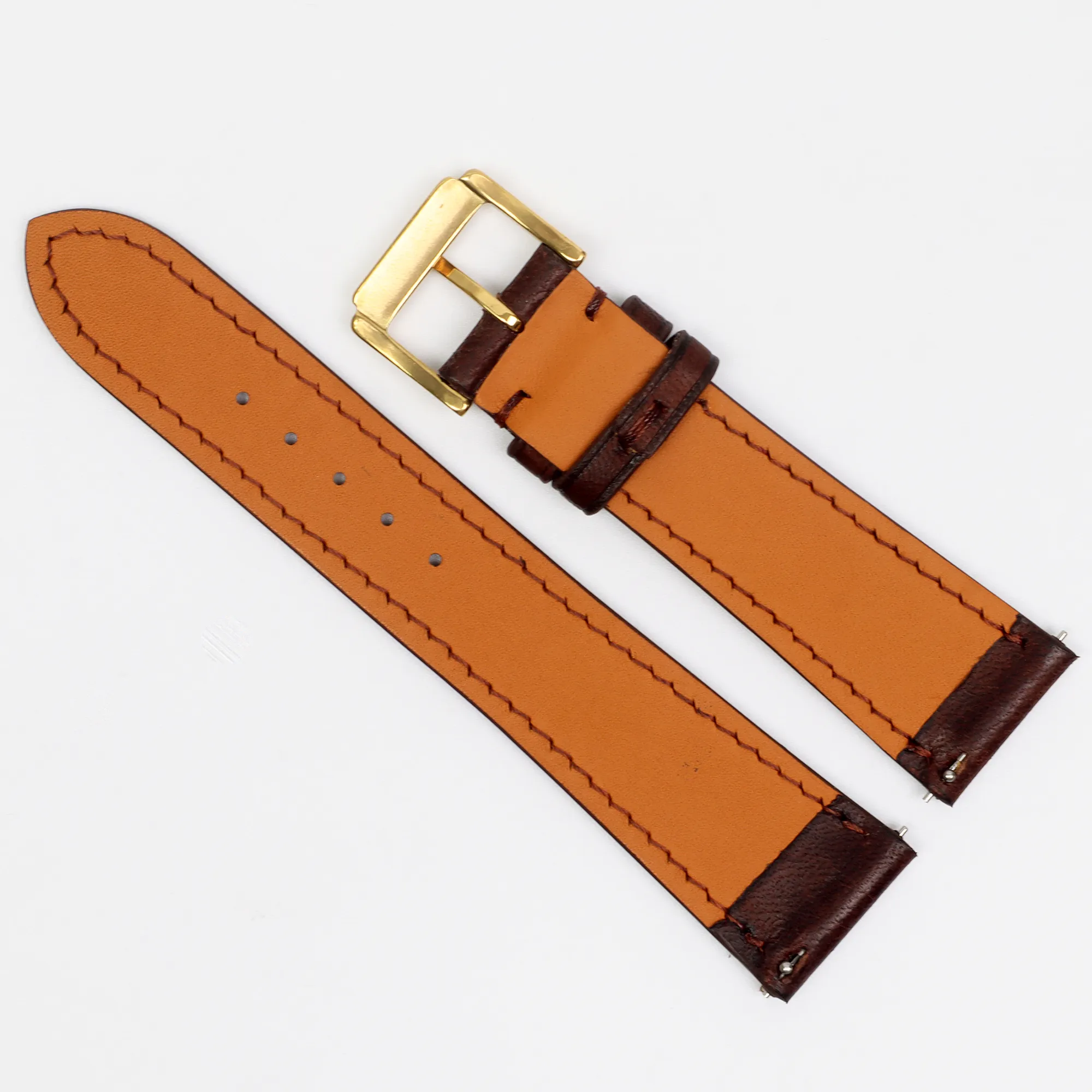 Brown Genuine Cowhide Watch straps, Leather Watch Bands Quick Release Pins, Handmade Leather Watch Strap
