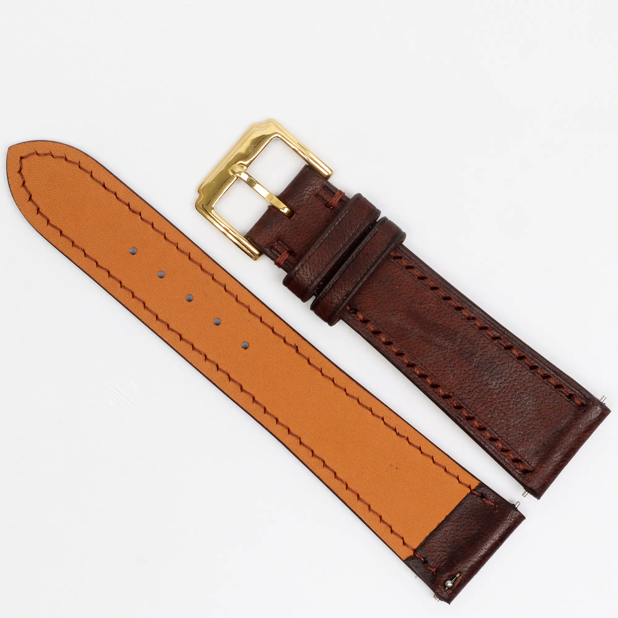 Brown Genuine Cowhide Watch straps, Leather Watch Bands Quick Release Pins, Handmade Leather Watch Strap