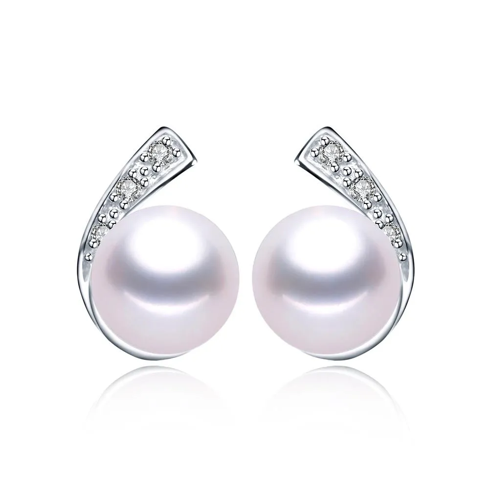 Casual 925 sterling silver earrings for women 100% genuine natural freshwater pearl jewelry stud earring