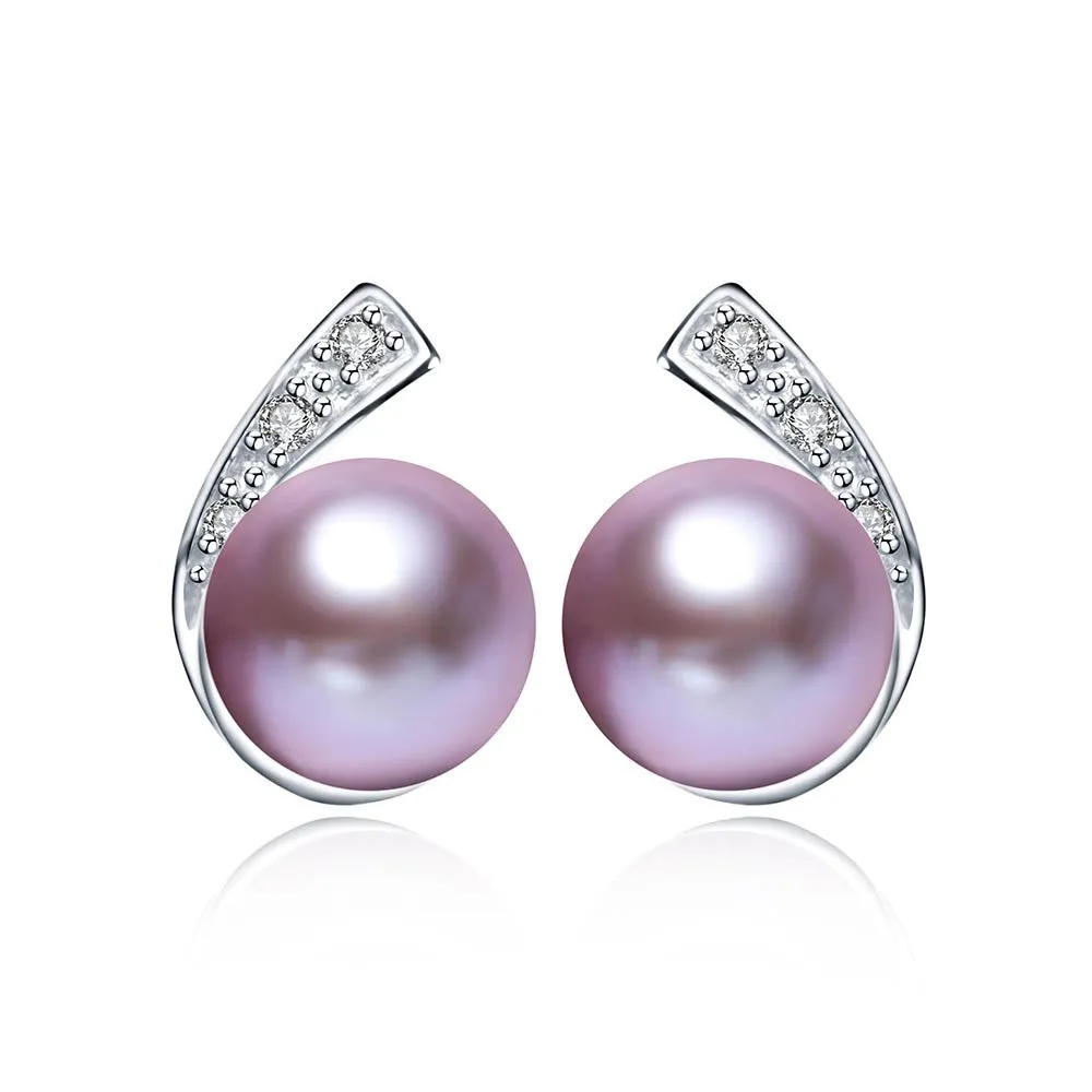 Casual 925 sterling silver earrings for women 100% genuine natural freshwater pearl jewelry stud earring