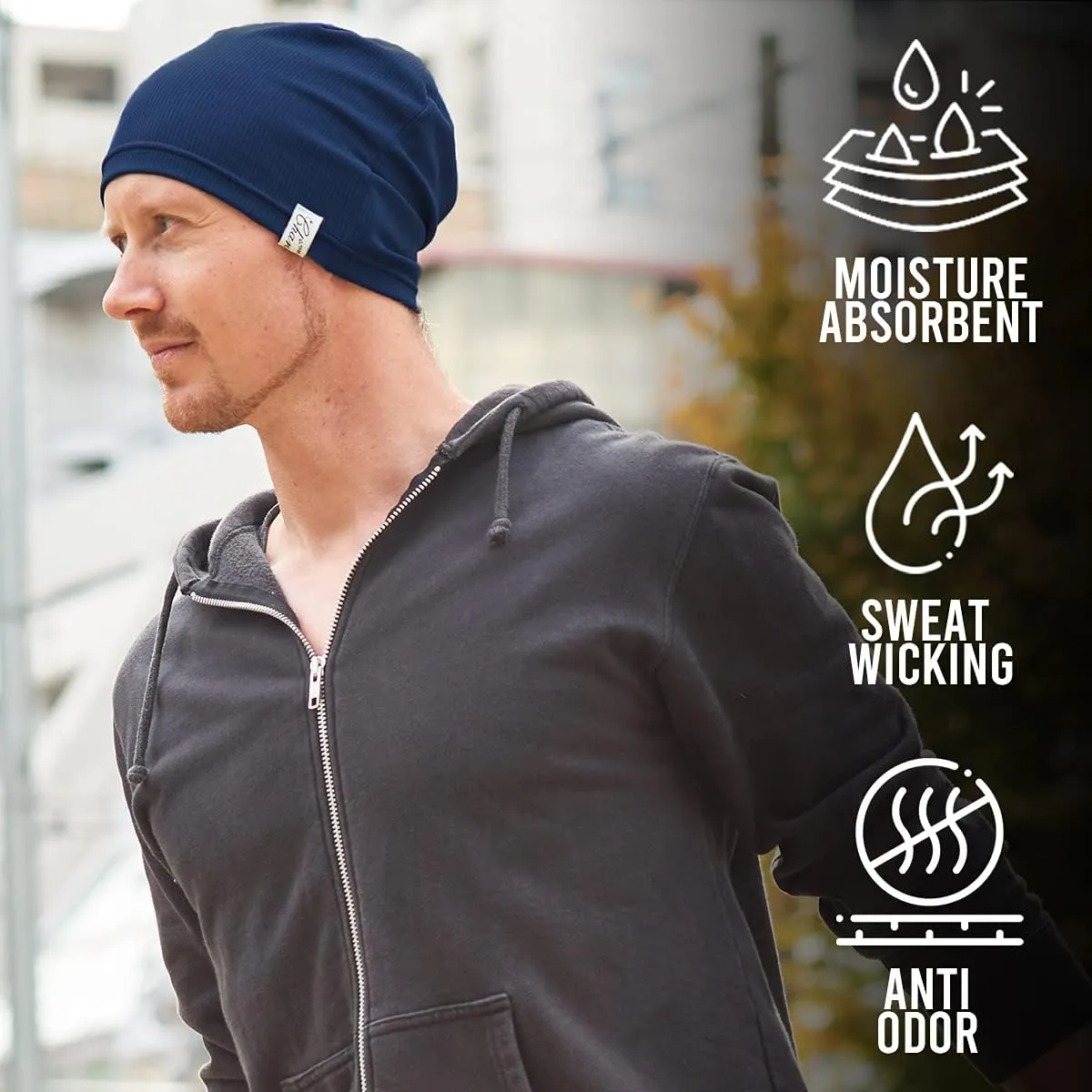 CHARM Mens & Womens Running Sports Beanie, Sweat-Wicking UV-Blocking Helmet Liner Gym Cap & Cycling Hat