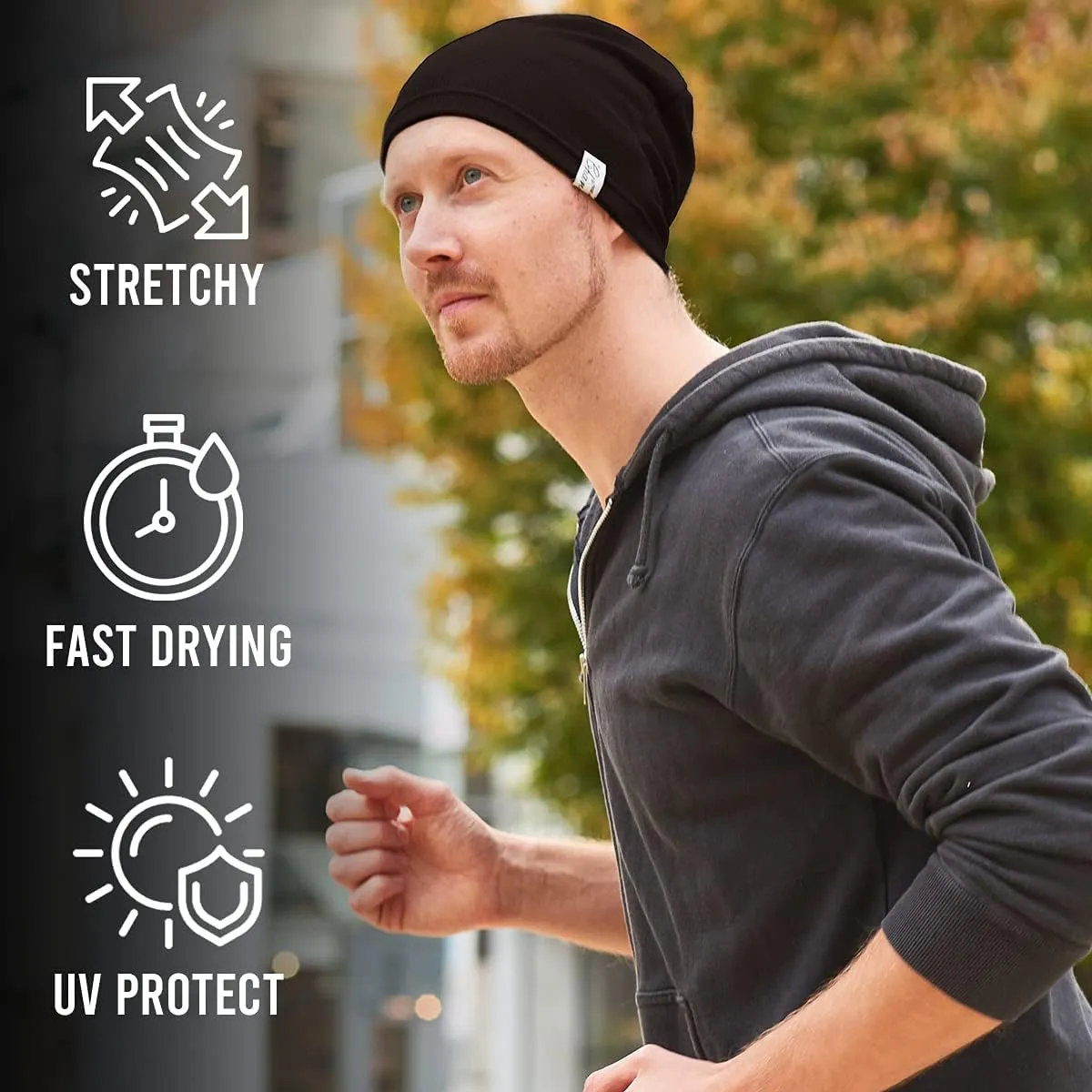 CHARM Mens & Womens Running Sports Beanie, Sweat-Wicking UV-Blocking Helmet Liner Gym Cap & Cycling Hat