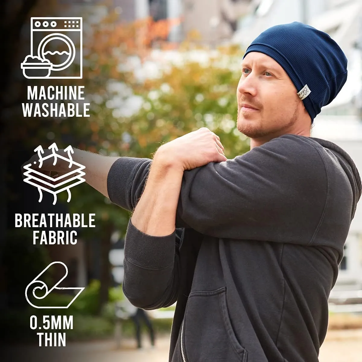 CHARM Mens & Womens Running Sports Beanie, Sweat-Wicking UV-Blocking Helmet Liner Gym Cap & Cycling Hat