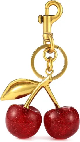 Cherry Bag Charm, Cherry Keychain Accessory Purse Charm