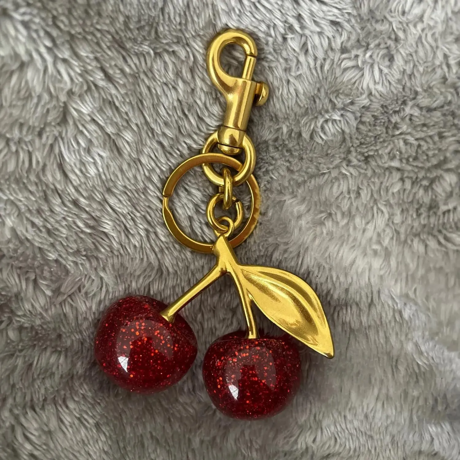 Cherry Bag Charm, Cherry Keychain Accessory Purse Charm