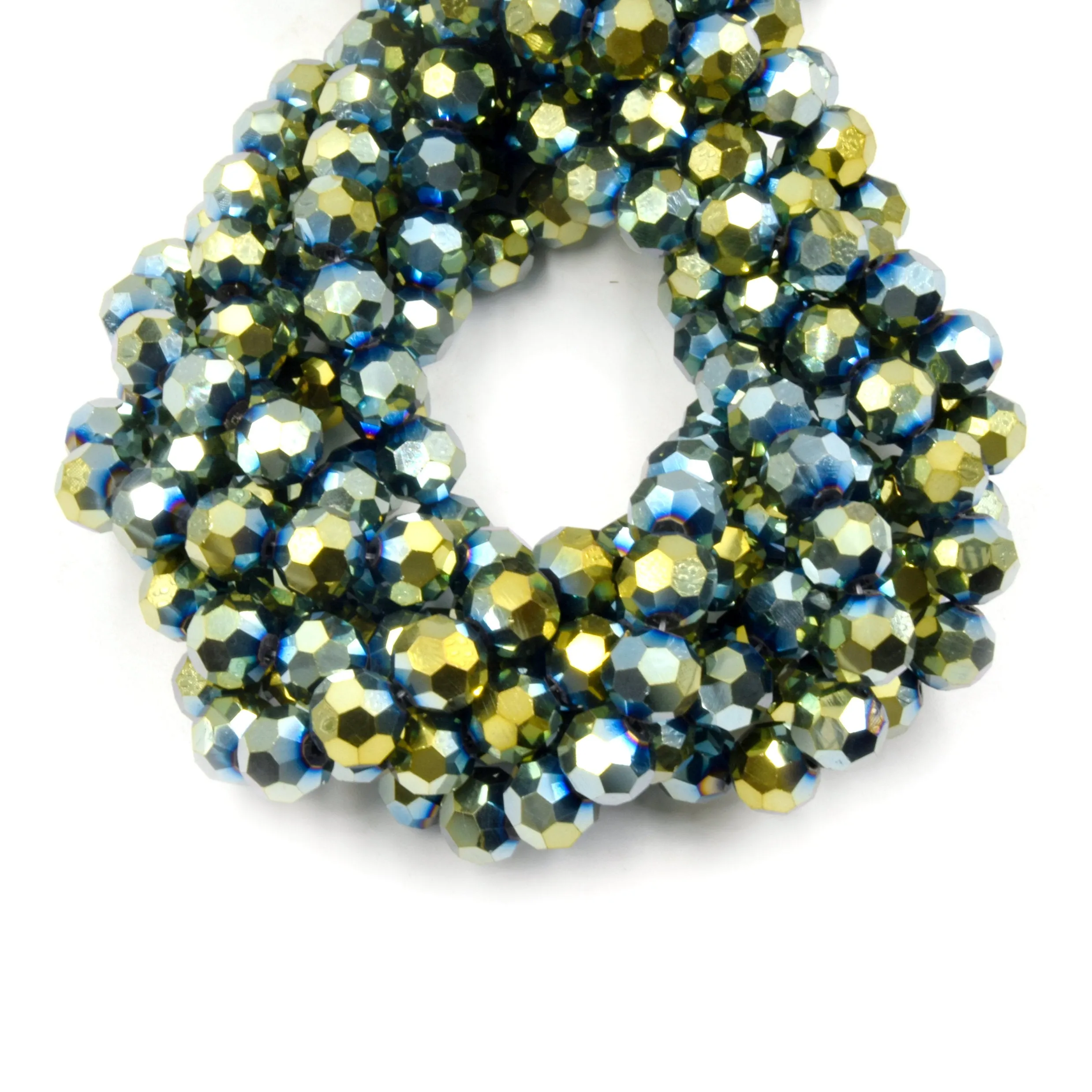Chinese Crystal Beads 10mm Faceted Round Available in Clear, Gray, Black, Blue, Green, Rainbow, and Red Colors.