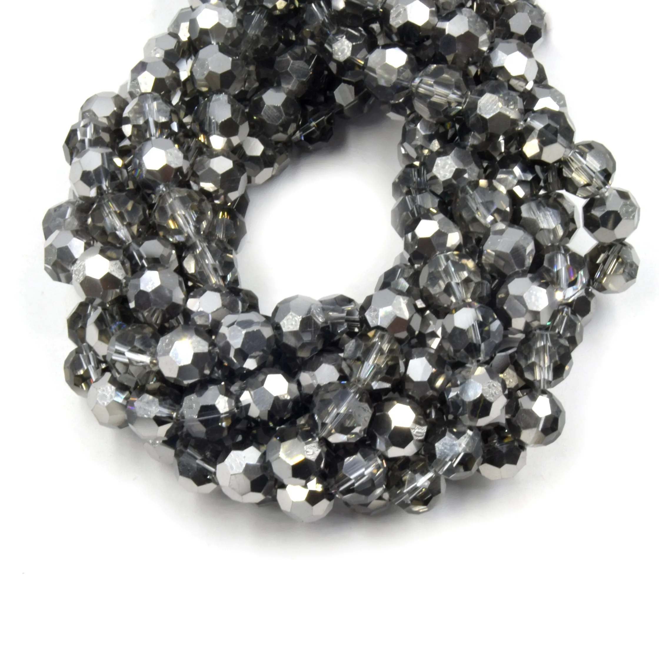 Chinese Crystal Beads 10mm Faceted Round Available in Clear, Gray, Black, Blue, Green, Rainbow, and Red Colors.