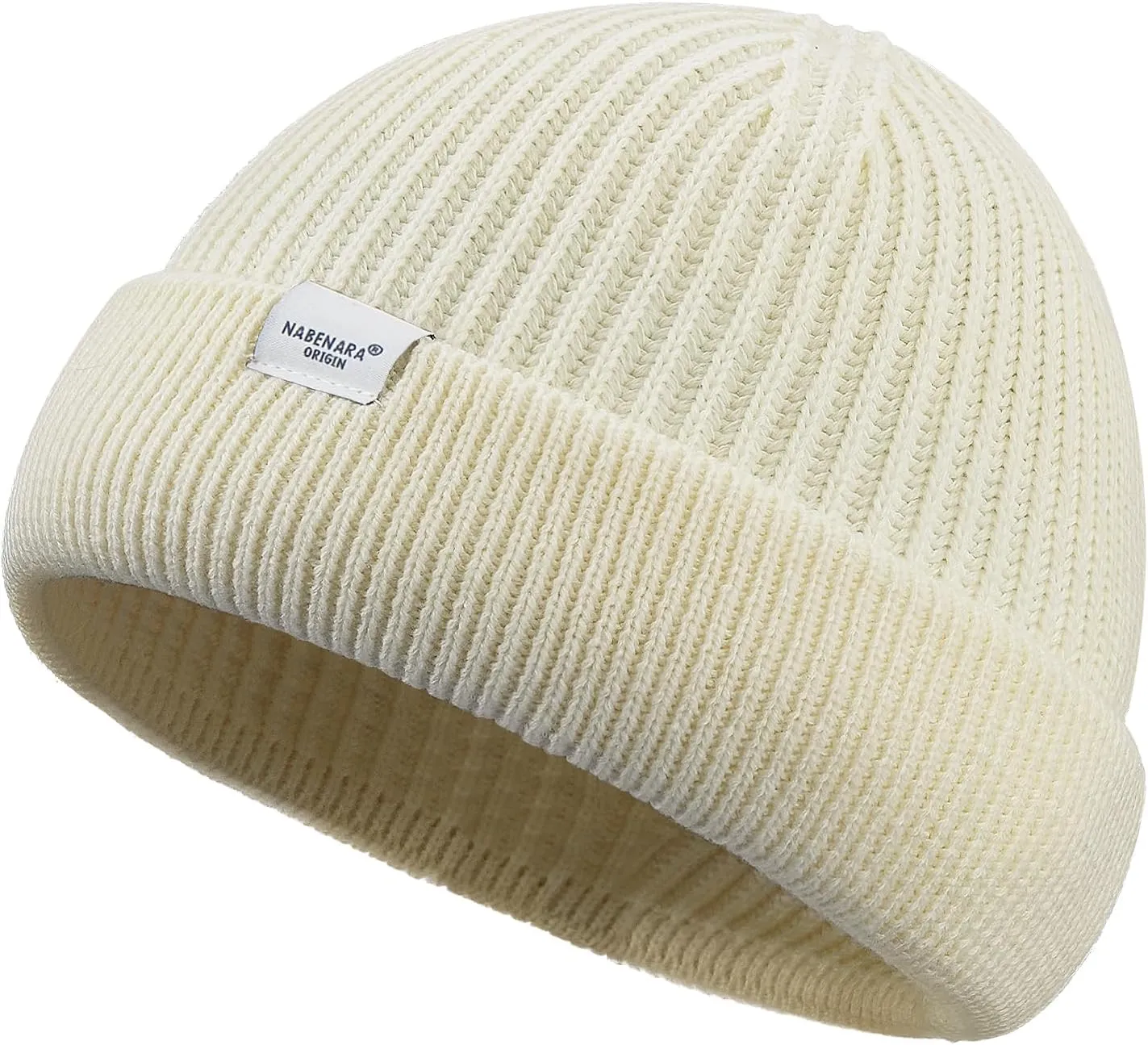 Clakllie Trawler Beanie Watch Hat Knit Cuffed Skullcap Roll-up Edge Stocking Hats Rolled Cuff Knitted Hat Ski Cap