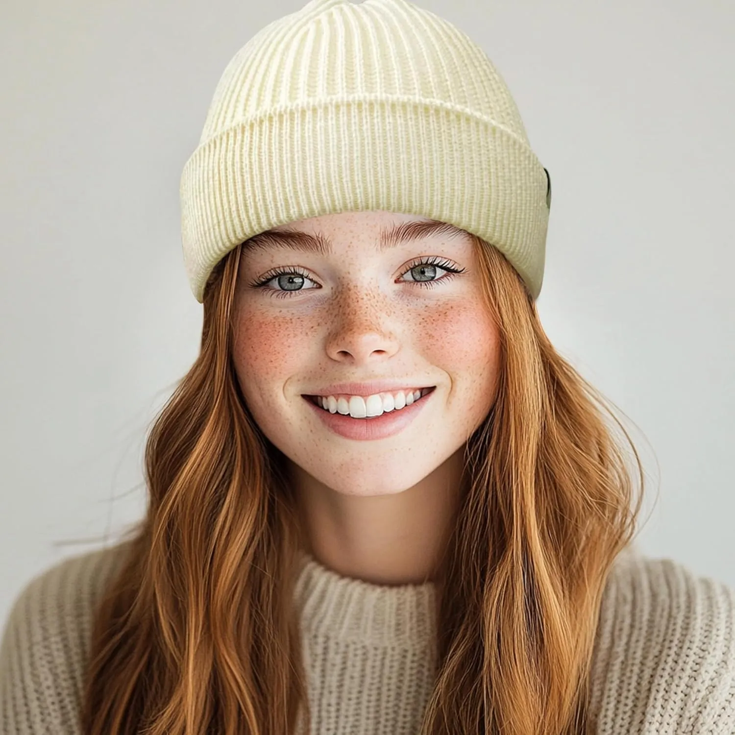 Clakllie Trawler Beanie Watch Hat Knit Cuffed Skullcap Roll-up Edge Stocking Hats Rolled Cuff Knitted Hat Ski Cap
