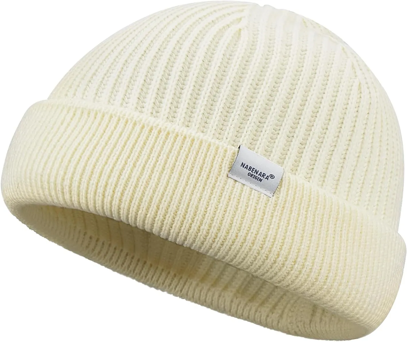 Clakllie Trawler Beanie Watch Hat Knit Cuffed Skullcap Roll-up Edge Stocking Hats Rolled Cuff Knitted Hat Ski Cap