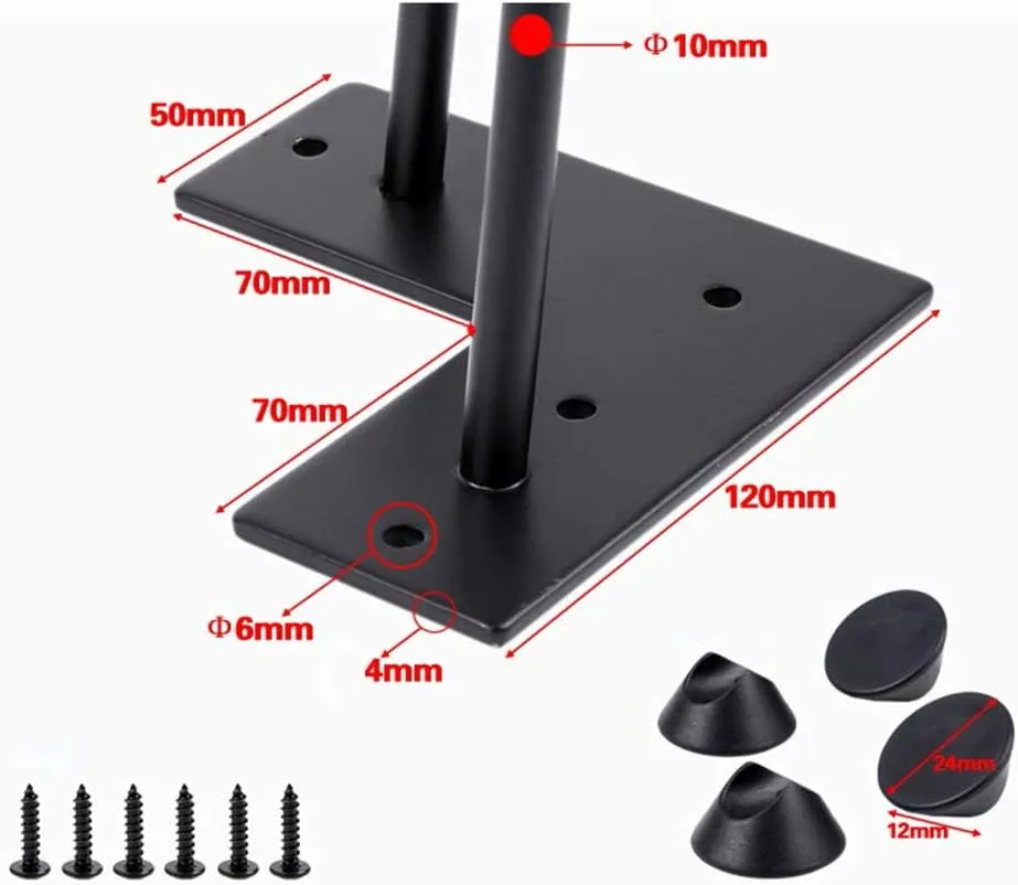Coffee Table Table Legs Four-Piece Black Iron Cabinet feet - Ten Heights to Choose from, Modern Minimalist Table Legs Bookcase Foot Shoe Cabinet feet